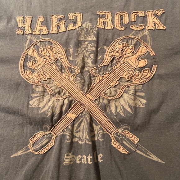 Hard Rock Cafe Seattle Guitar Rock Applique Distressed Retro T Shirt L - Picture 4 of 6